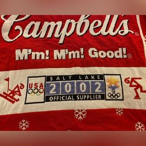 Collectible Campbell's Soup 2002 Olympics throw blanket with fringe